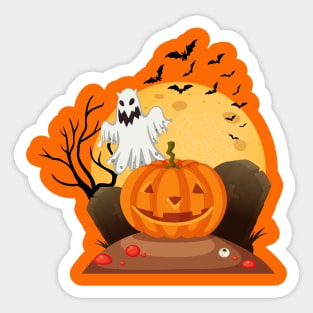 Happy Halloween Fright Fest Ghosts and Pumpkins - NYC Stitch Studio Sticker